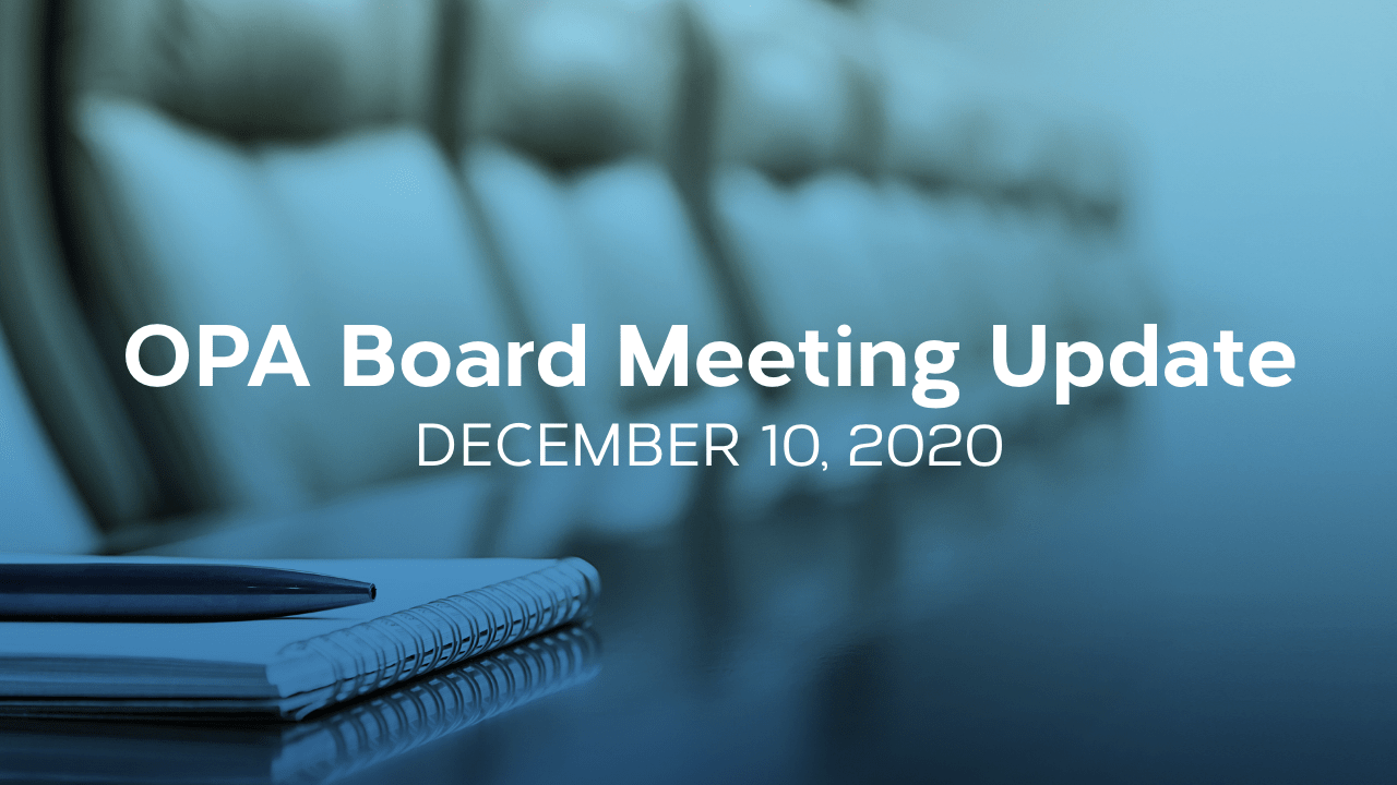 Board Update – December 10, 2020 Board Meeting