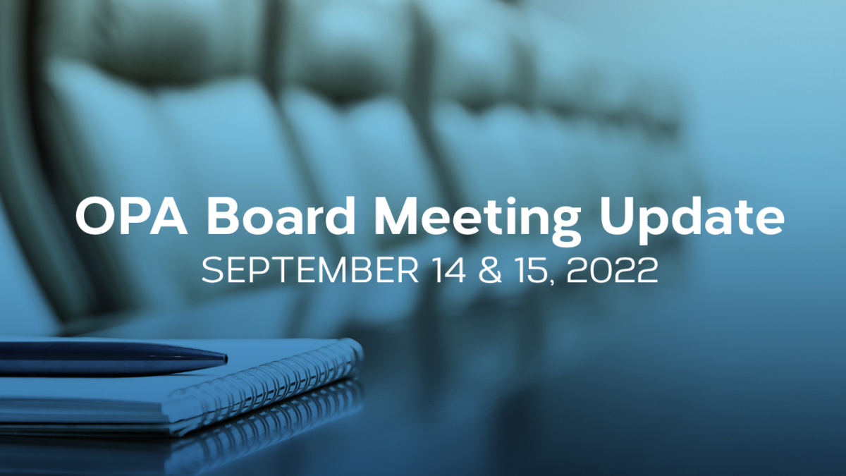 Board Update – September 14 & 15, 2022, Board Meeting Summary